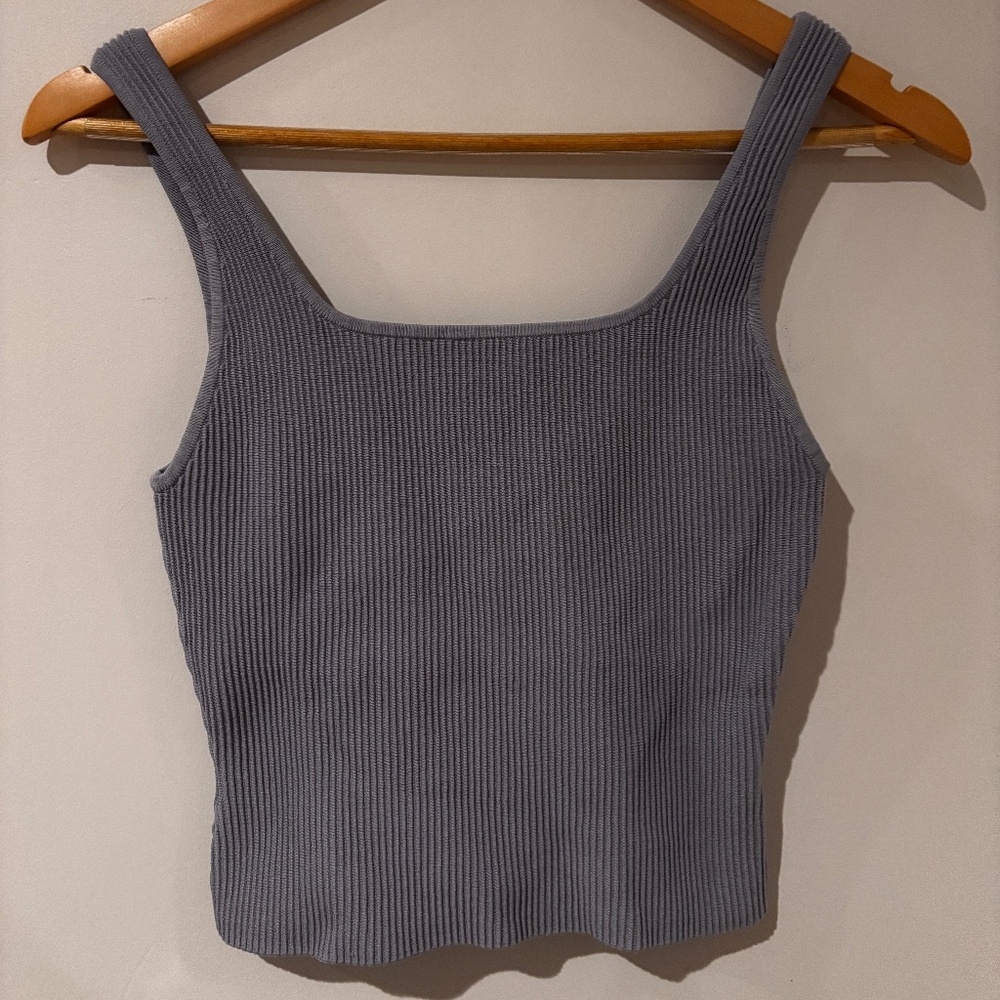 babaton sculpt knit blue tank